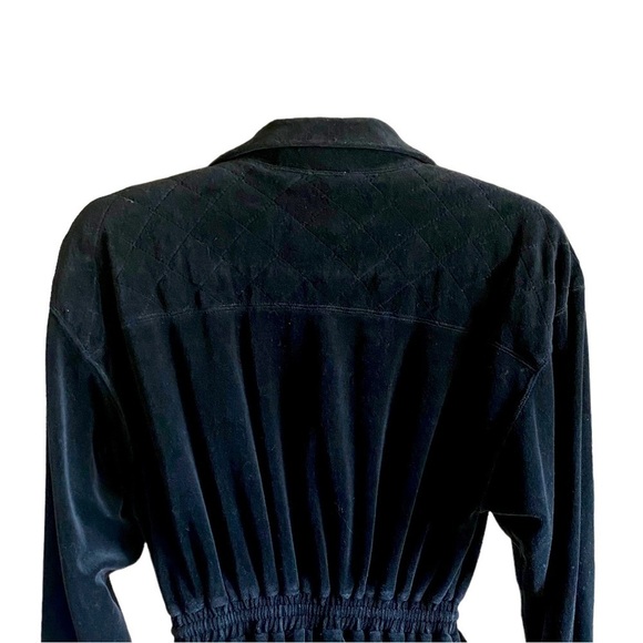 ELLESSE Vintage Romper Black Velour Long Sleeved Size Small Gothic - Picture 9 of 13